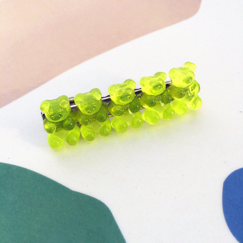 Candy Color Hair Clip Jelly Gummy Bear Hairpin Contrast Color Duckbill Clip Women