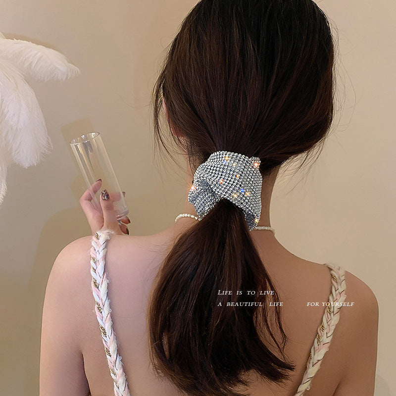 Diamond-embedded Large Intestine Hair Ring Hair Accessories Women