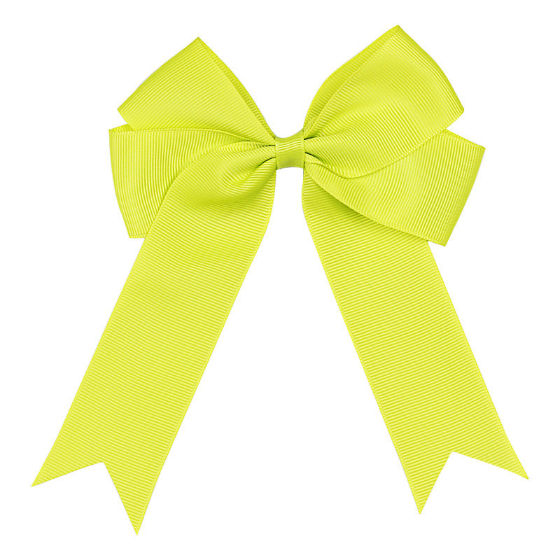 Handmade Long Floating Tail Solid Color Bow Children Barrettes