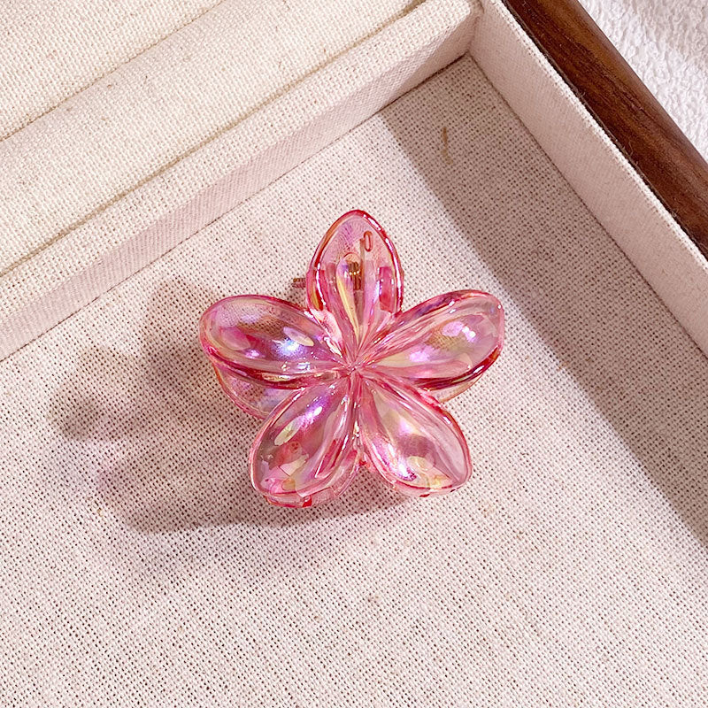 Mini 4CM Plumeria Rubra Grip Electroplated AB Color Bauhinia Barrettes