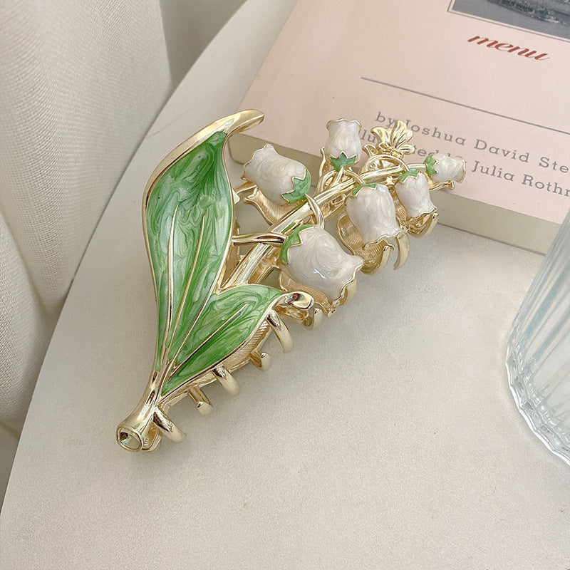 Best Women's Lily Of The Valley Hair Clip Large Size At The Back Of Head