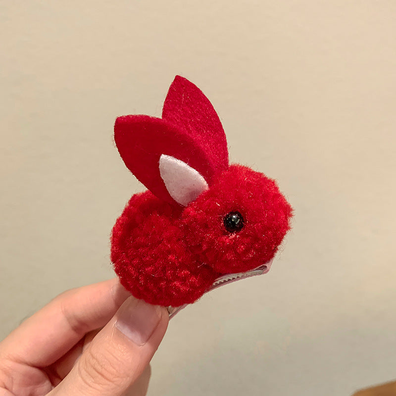 Cute Bunny Three-dimensional Barrettes Children's Plush Clip