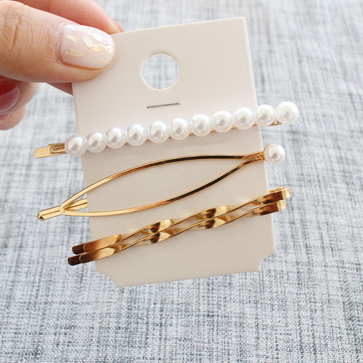 Alloy Pearl Liu Seaside Clip A Word Clip Hairpin Hair Accessories