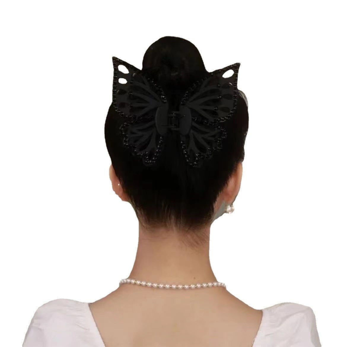 Silicone Women's Double Layer Dark Black Hair Clip