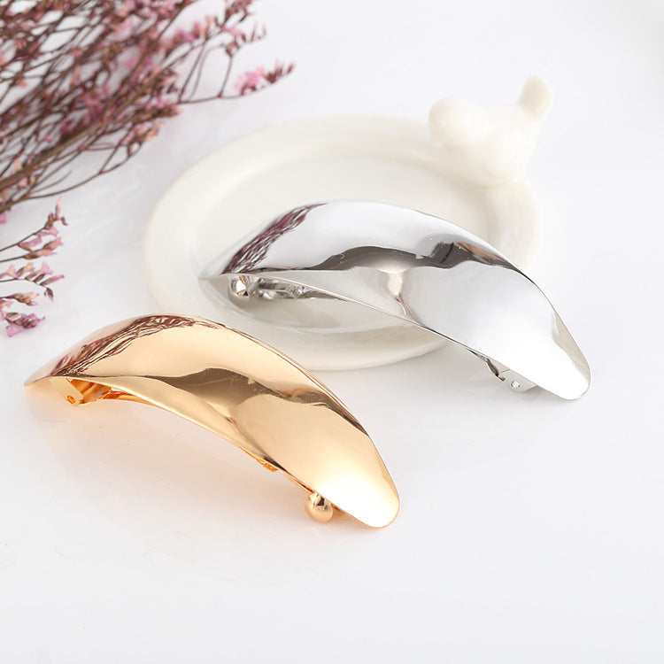 Fashion Women's Large Glossy Metal Barrettes Simple Fashion