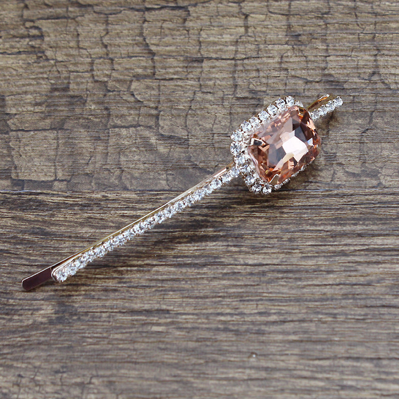 Square Rhinestone Bobby Pin Hair Clip Personality Side Clip Headdress