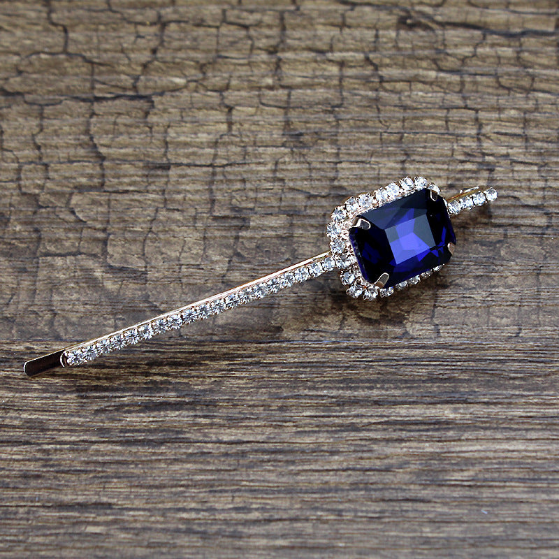 Square Rhinestone Bobby Pin Hair Clip Personality Side Clip Headdress