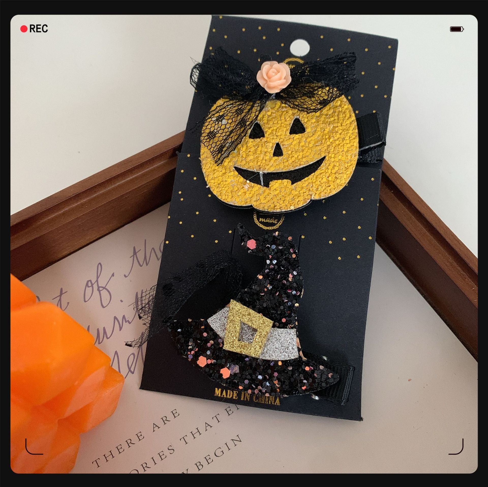 Children's Pumpkin Skull Barrettes Halloween Bat Barrettes