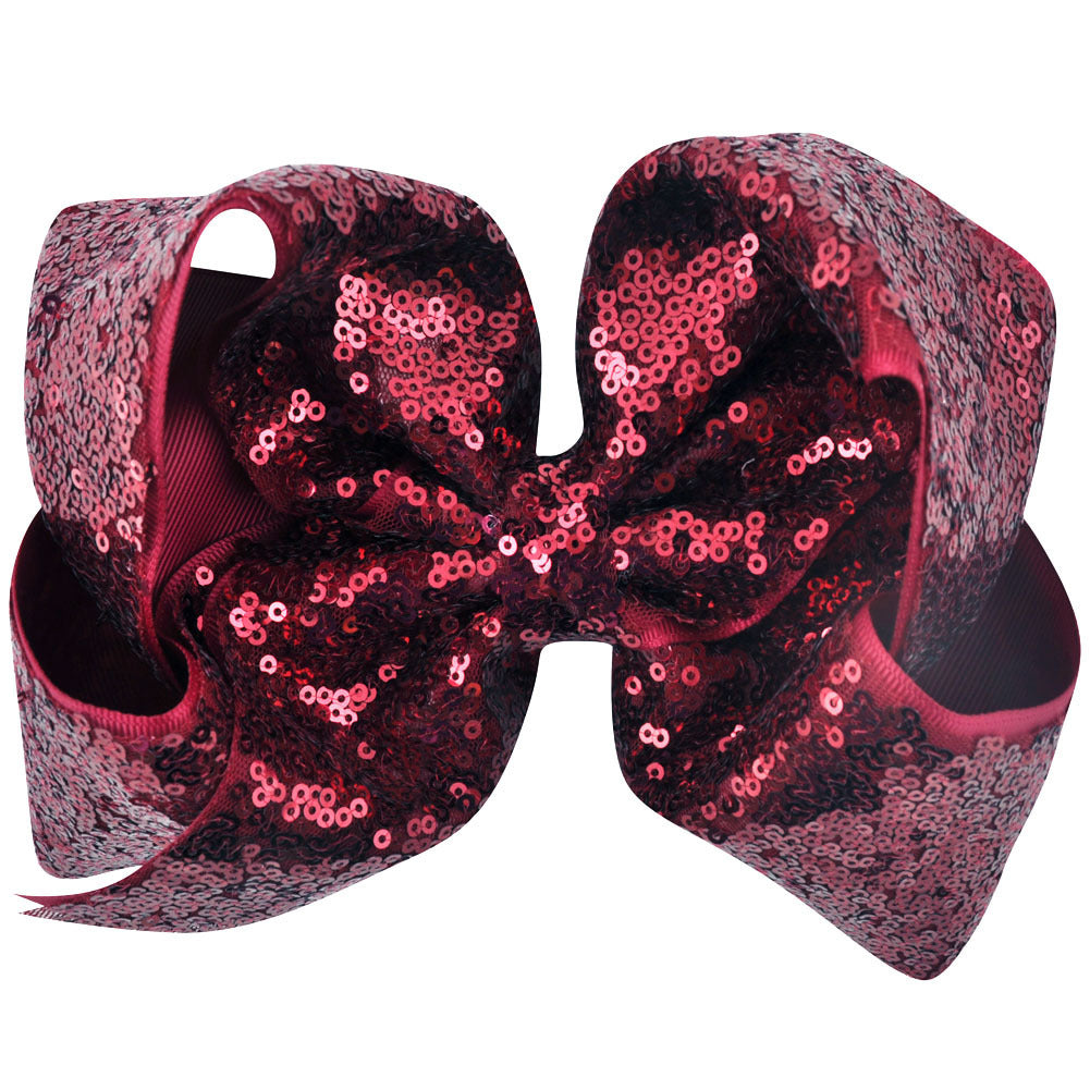 Women's Solid Color Sequin Big Bow Hair Clip