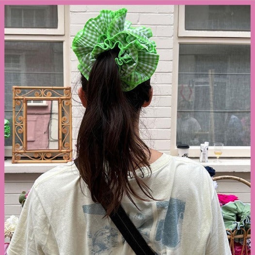 Beautiful Special-interest Design Four-layer Plaid Lace Hair Ring Handmade Girl Ins