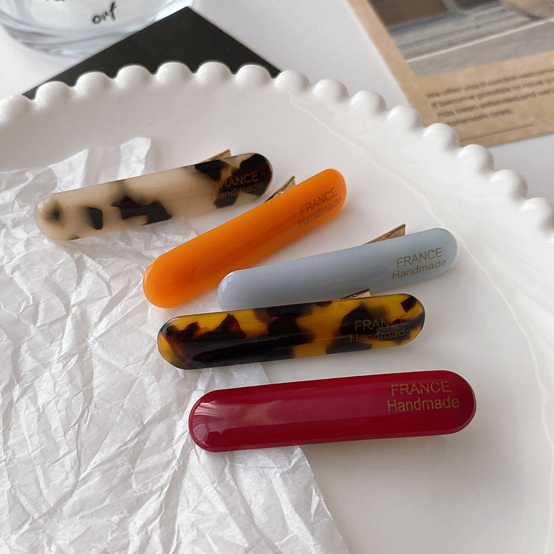 Female Color Oval Acetate Hair Clip Bar Shaped Clip