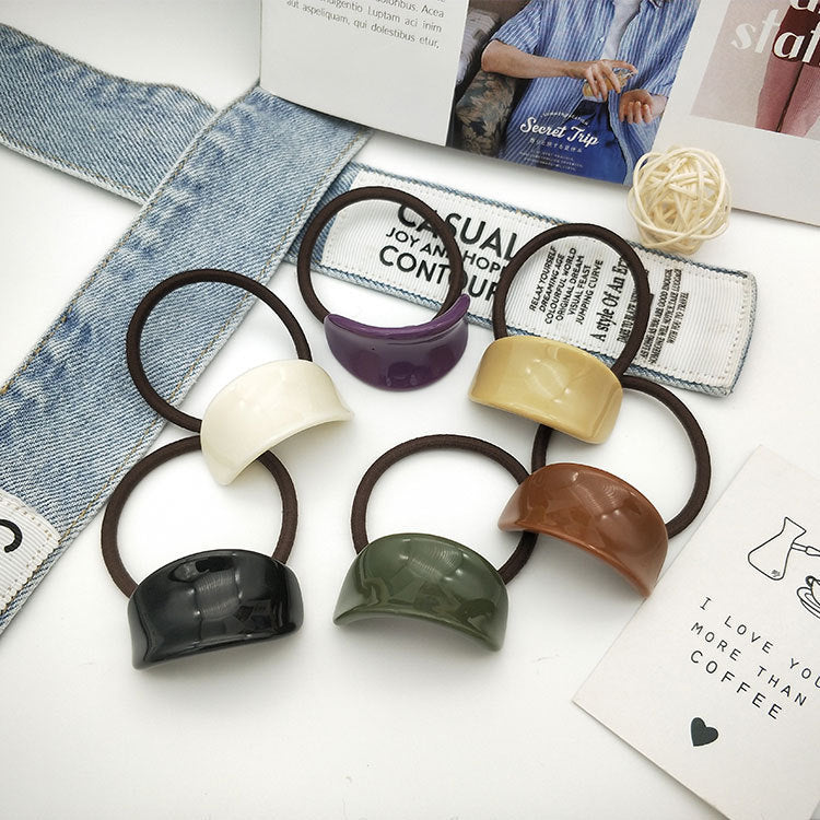 South Korea Fall And Winter Creative Niche Alloy Geometric Semi-arc Resin Hair Ring