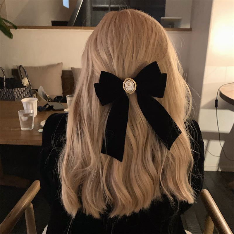 Vintage Velvet Rose Bow Hair Clip