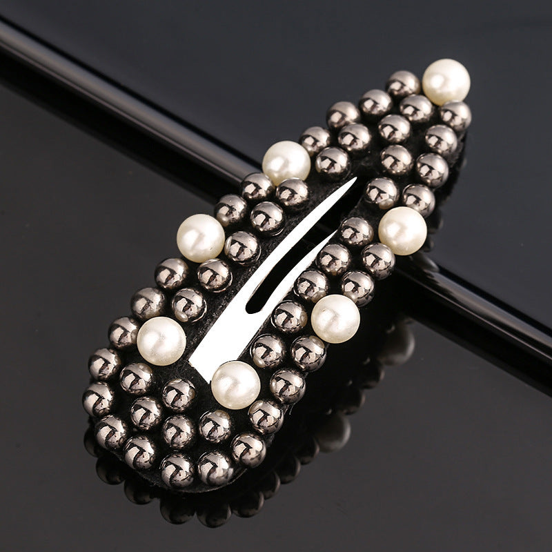 Women's Rivet Droplet Pearl Bb Versatile Hair Clip