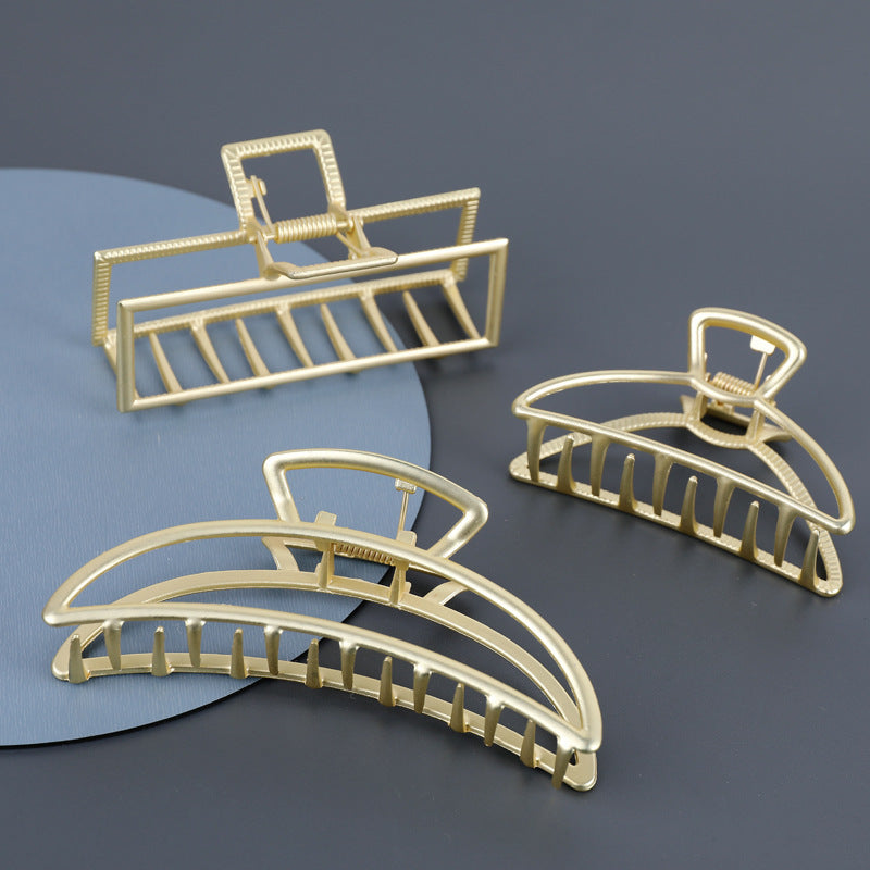 Simple Frosted Hair Clip Geometric Alloy Glossy Grip