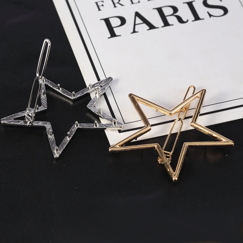 Women's Fashion Glossy Hollow Five-pointed Star Alloy Hair Clip