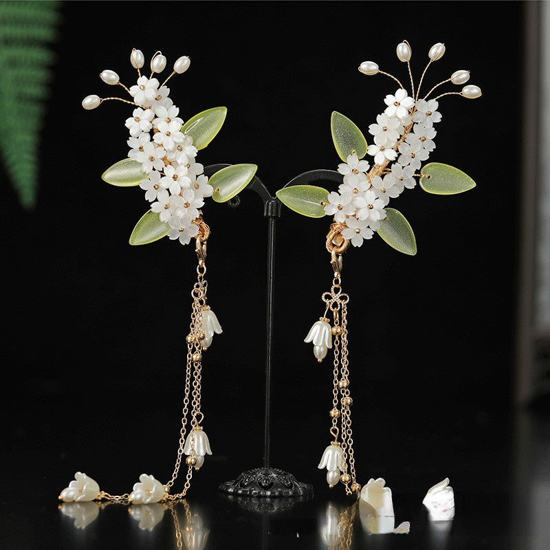 Women's Tassel Clip Antique Style Lily Of The Valley Hair Accessories