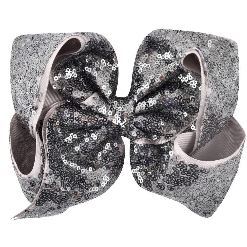 Women's Solid Color Sequin Big Bow Hair Clip