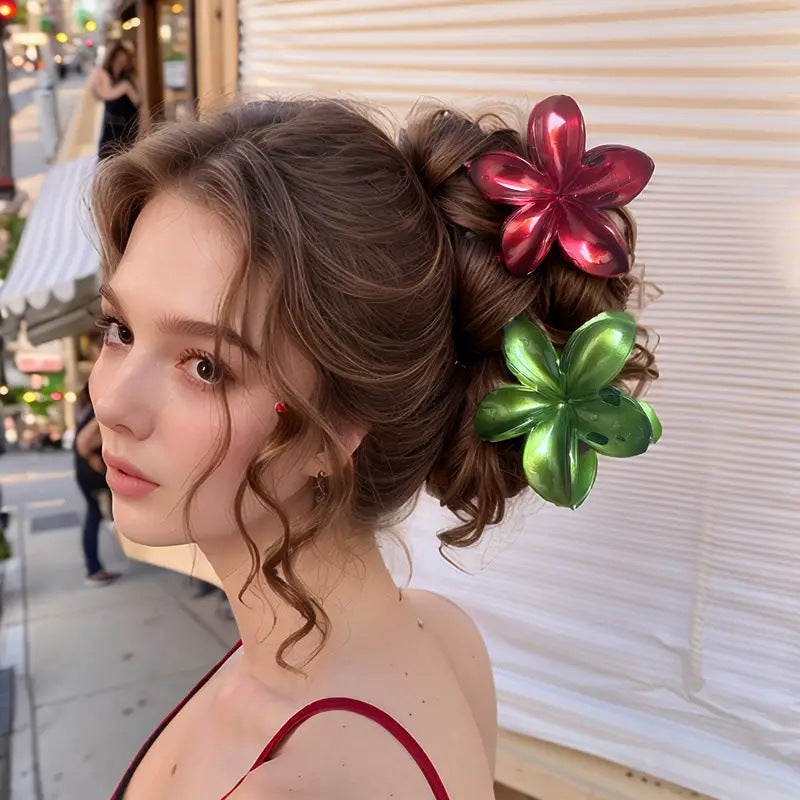 Popular Christmas Barrettes Plumeria Rubra Grip Loose Clip