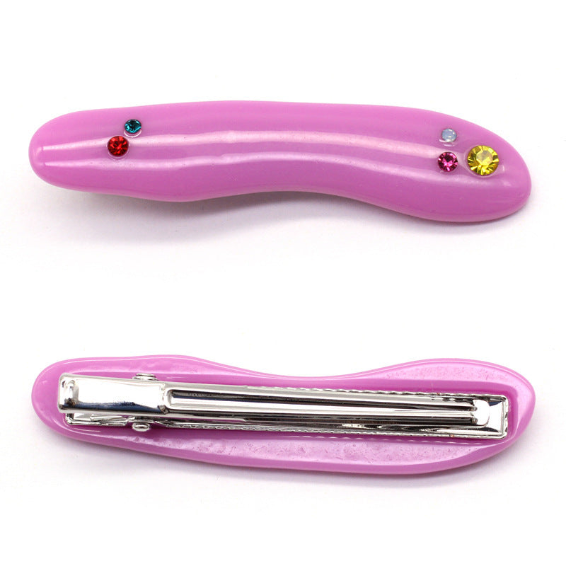Women's Candy Color Resin Diamond Drop Oil Barrettes