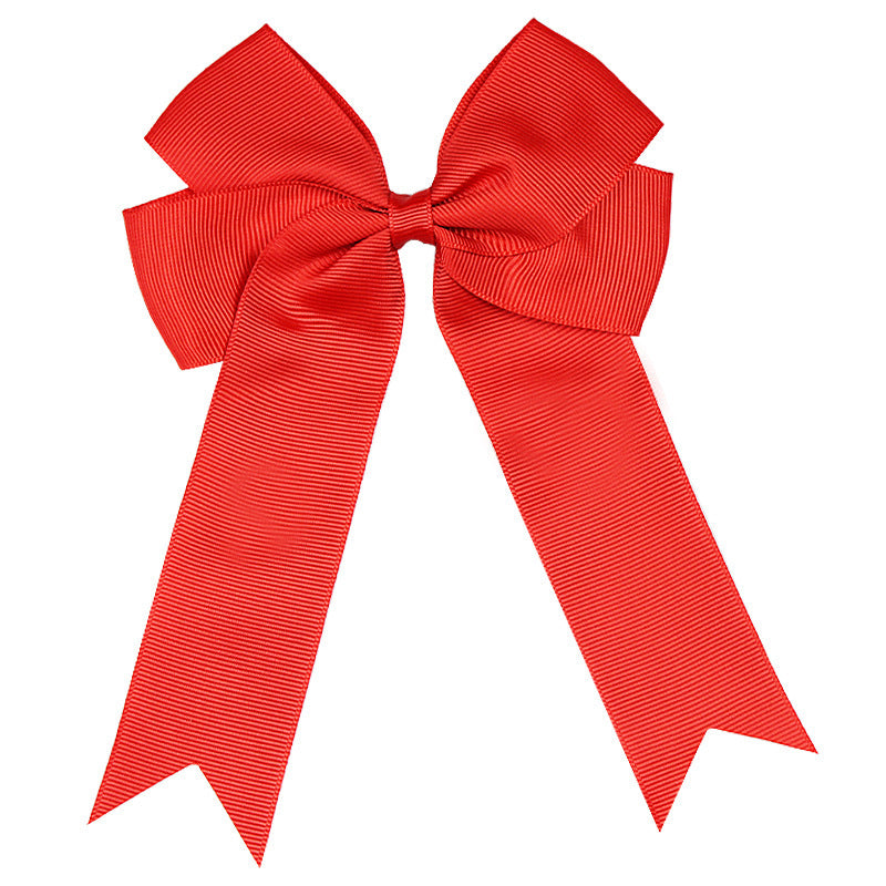 Handmade Long Floating Tail Solid Color Bow Children Barrettes