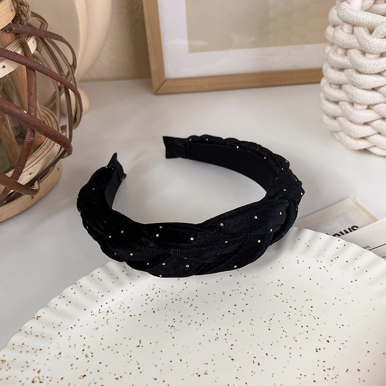 Vintage Polka Dot Velvet Pearl Twist Headband