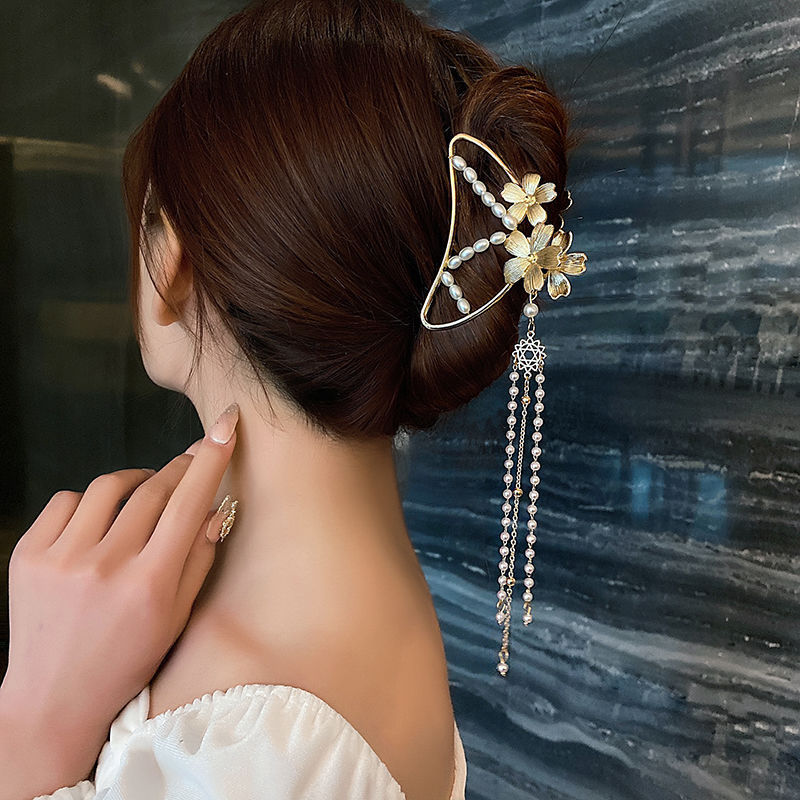 Metal Floral Clutch Back Of Head Large Hair Clip
