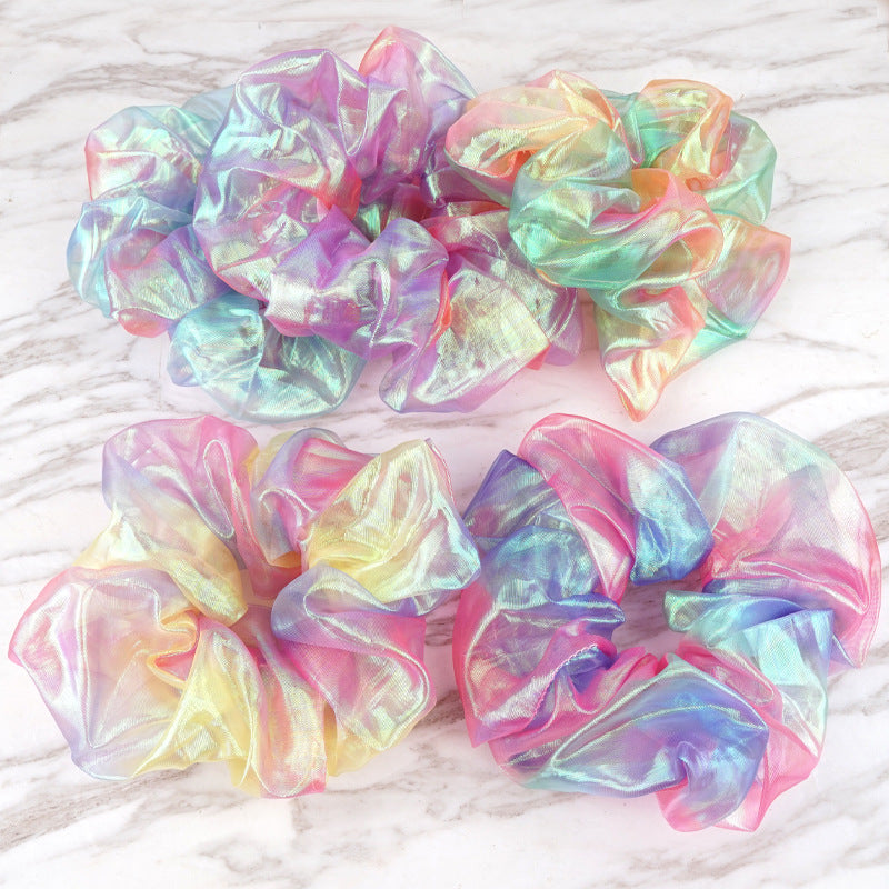 Pig Large Intestine Hair Ring European And American Mesh Colorful Mixed Color