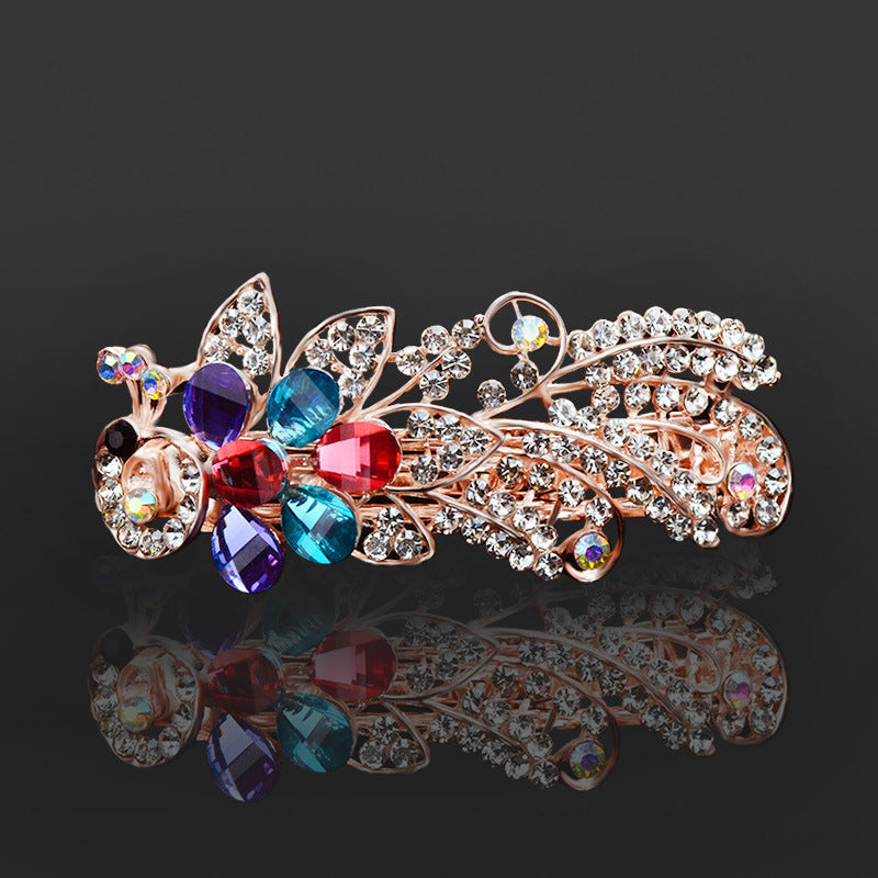 Rhinestone Barrettes Female Word Spring Clip