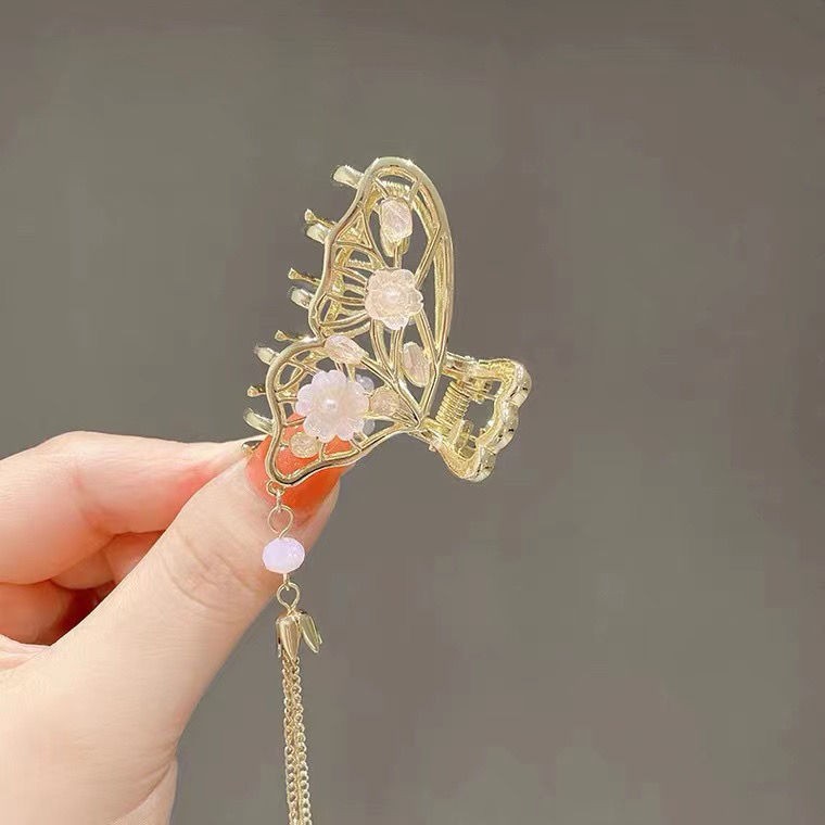 Best Butterfly Small Jaw Clip Alloy Hair Retro Style Elegant Fairy Small Tassel Shark