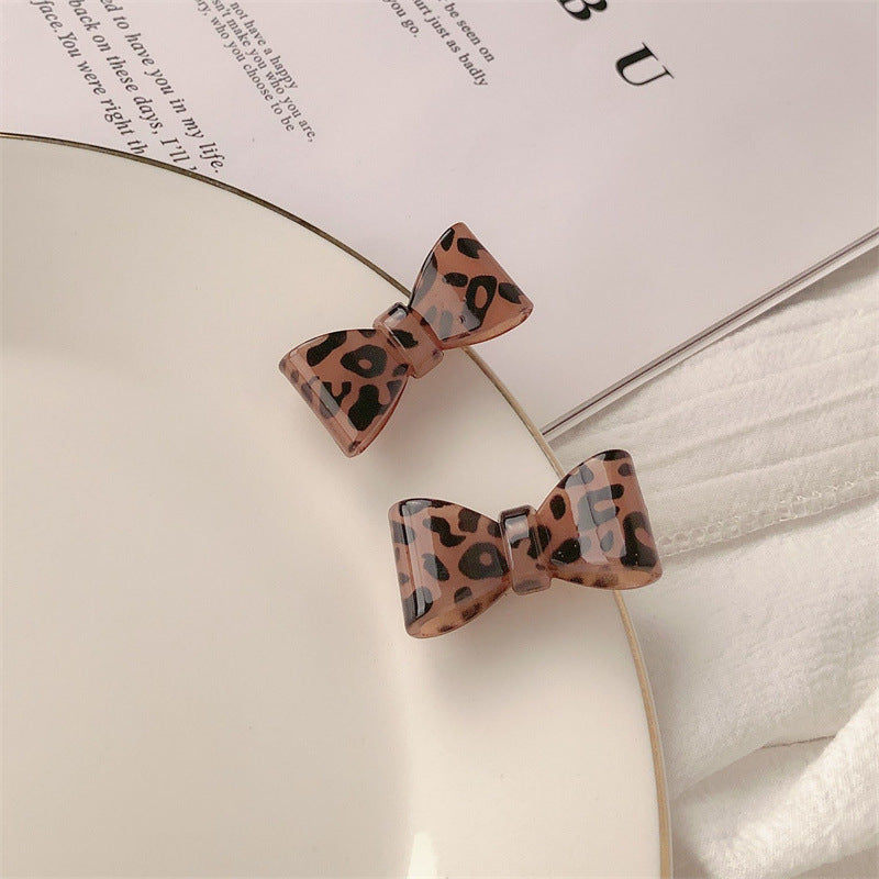 Bow Leopard Print Hair Pin All-match Side Clip