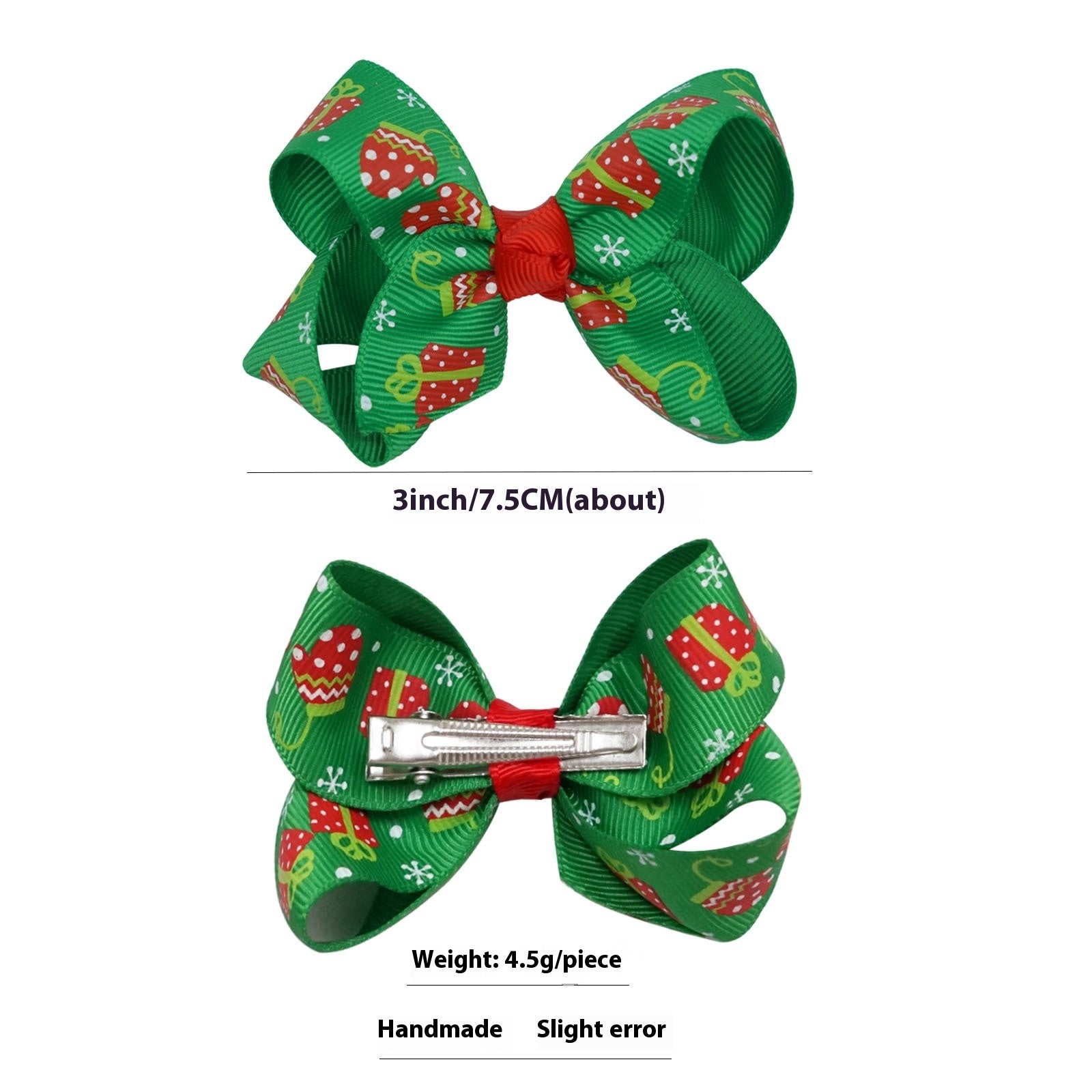 Santa Claus Printed Bow Barrettes European And American