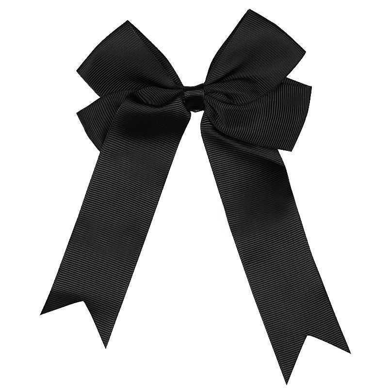 Handmade Long Floating Tail Solid Color Bow Children Barrettes