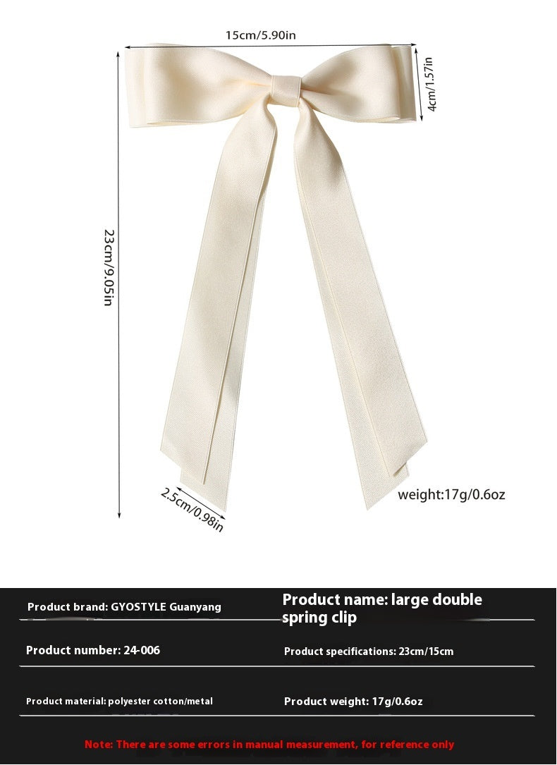 Bow Spring Clip Hairpin Sweet Double Large Ribbon Hairpin Long Ribbon Hair Accessories