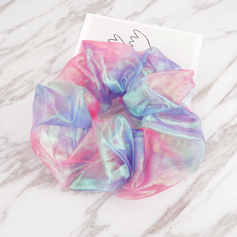 Pig Large Intestine Hair Ring European And American Mesh Colorful Mixed Color