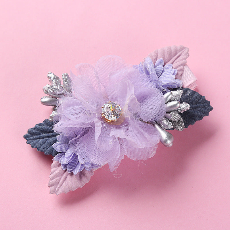 New Three-dimensional Flower Children's Pearl Hair Clip