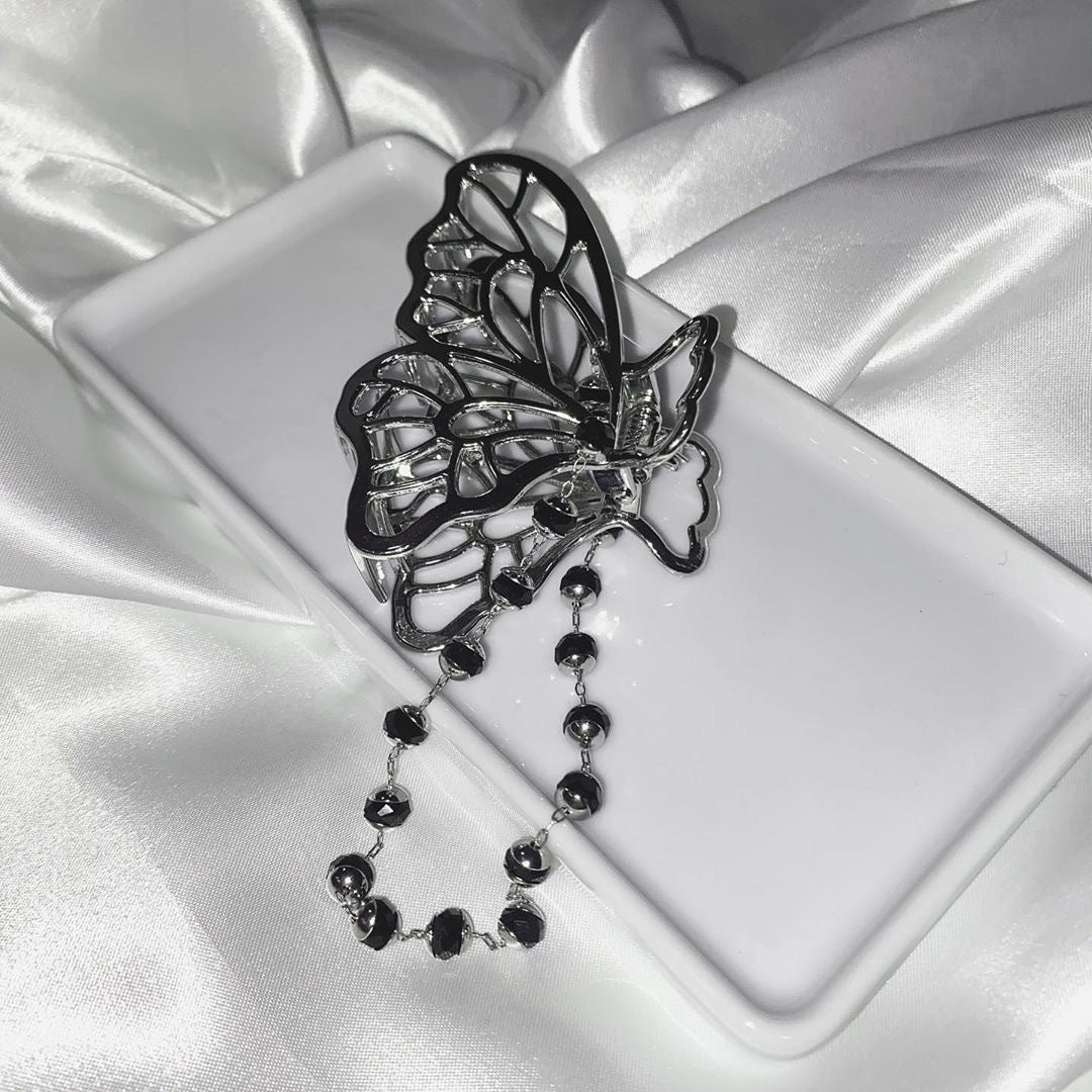 Alloy Butterfly Hair Clip Crystal Chain Cold Personality