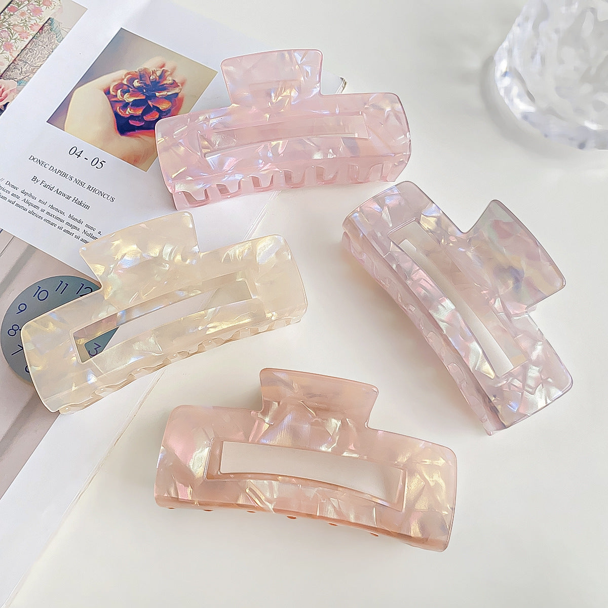 Large Acetate Hair Claw Female Back Head Barrettes