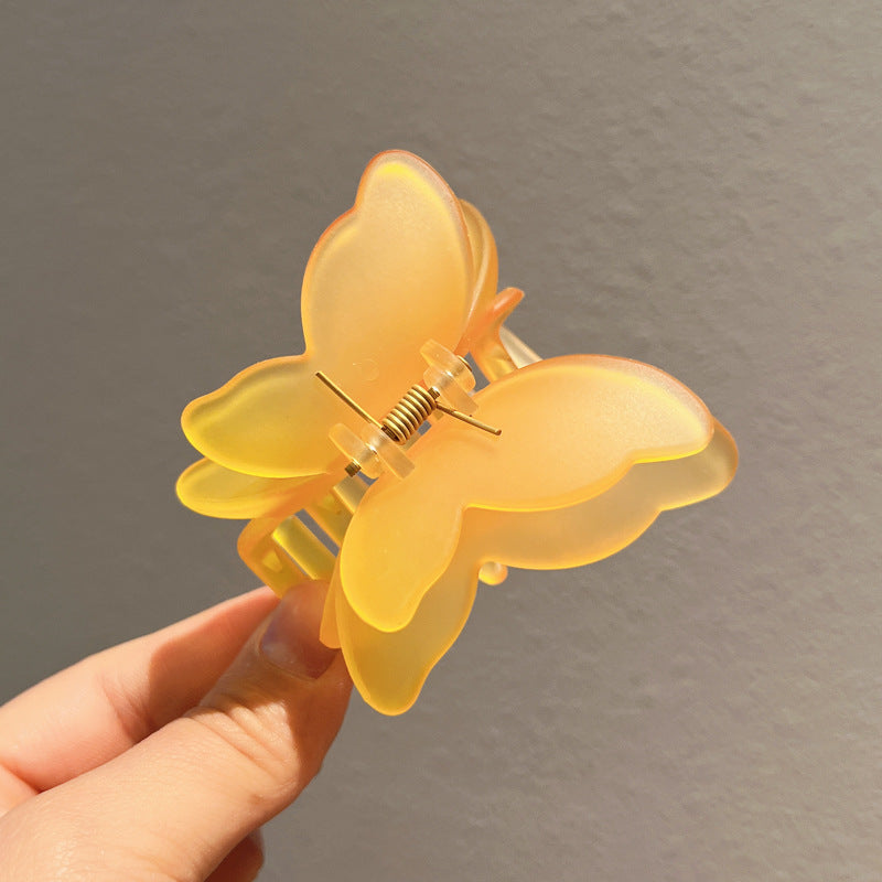 Gradient Color Double Butterfly Frosted Hair Clip