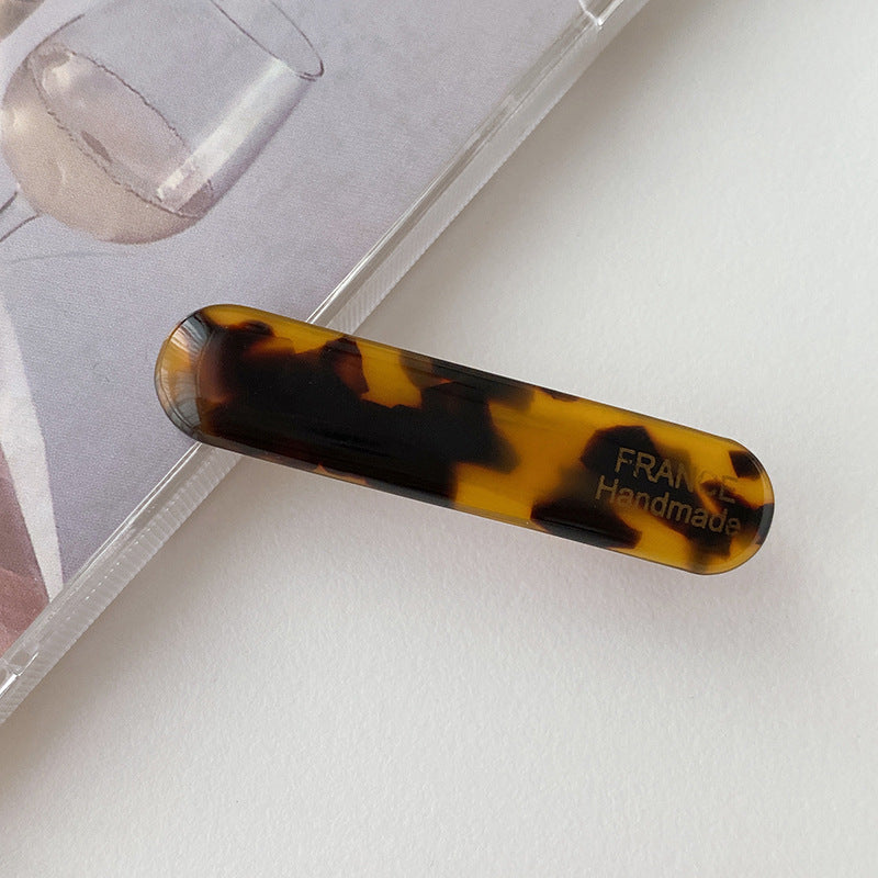 Female Color Oval Acetate Hair Clip Bar Shaped Clip