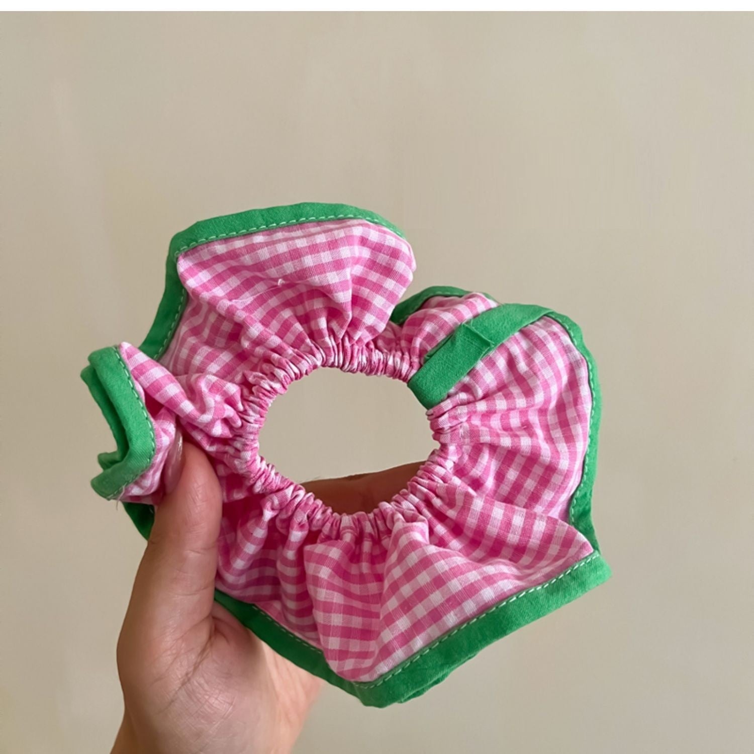 Early Spring New Sweet Girl Candy Color Plaid Hair Ring