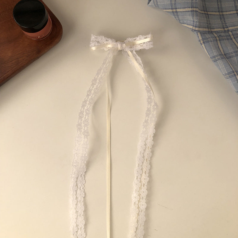 Sweetheart Pure Desire Lace Bow Barrettes Pairs Ponytail