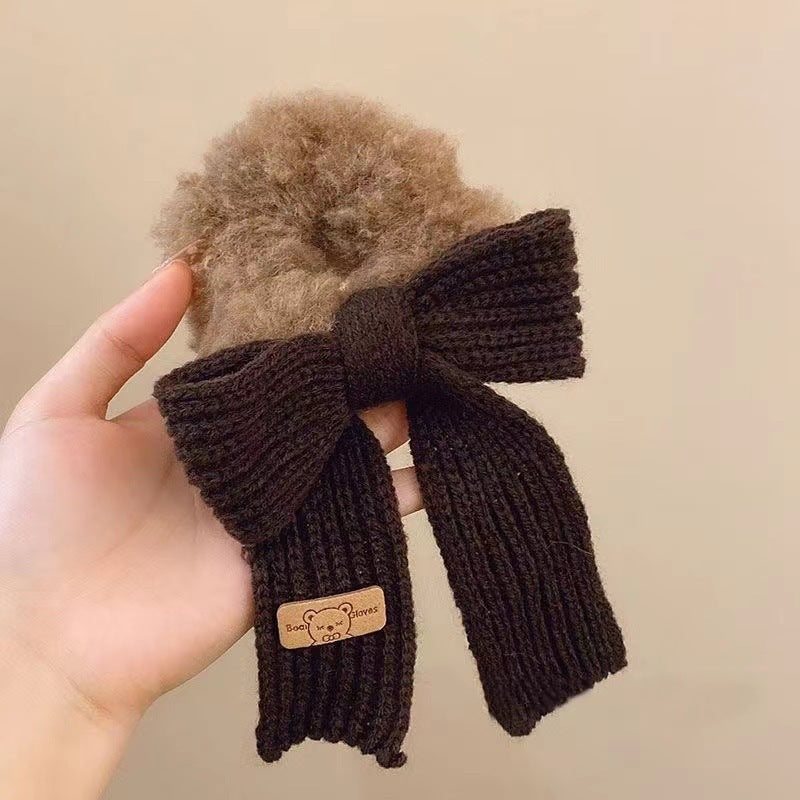 New Autumn And Winter Wool Bow Plush Hair Ring