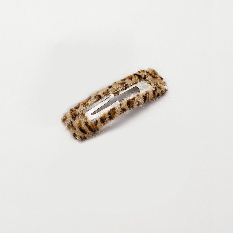 Leopard Print Plush BB Clip Side Cropped Hair Clip Versatile