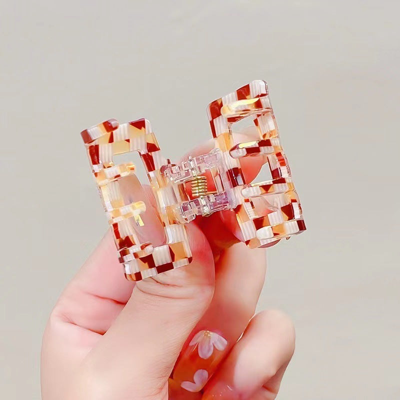 Chessboard Plaid Barrettes Women's Small Size Headdress
