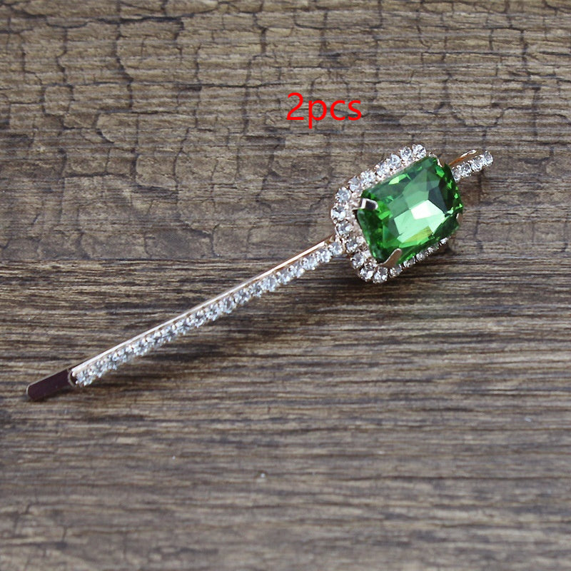 Square Rhinestone Bobby Pin Hair Clip Personality Side Clip Headdress