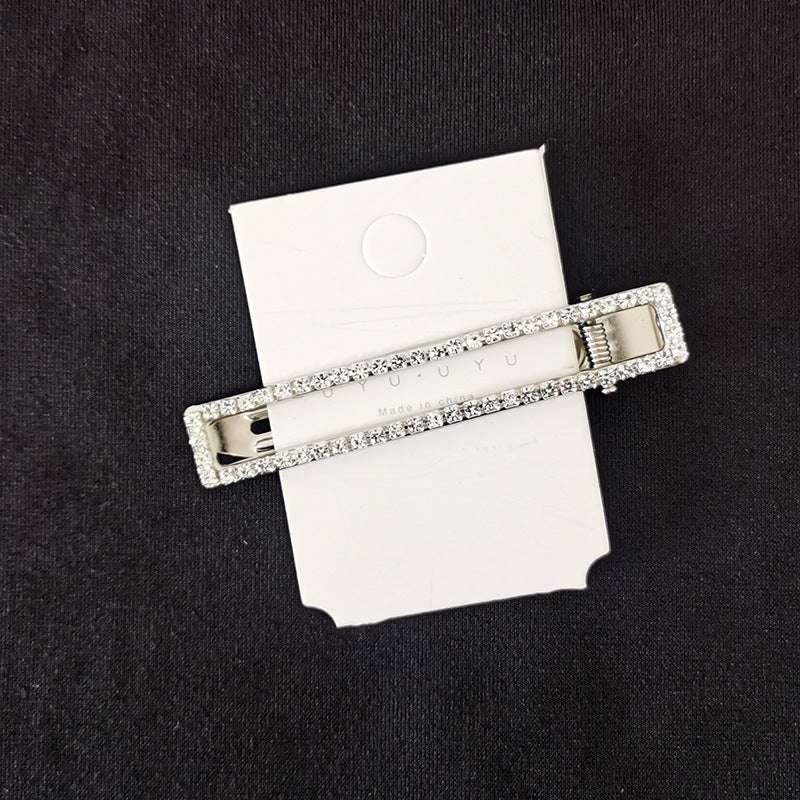 8cm Large Rectangular Metal Barrettes Rhinestone