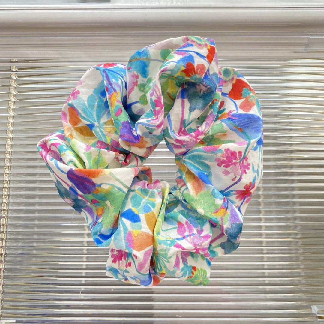 Women's Watercolor Floral Print Hair Ring