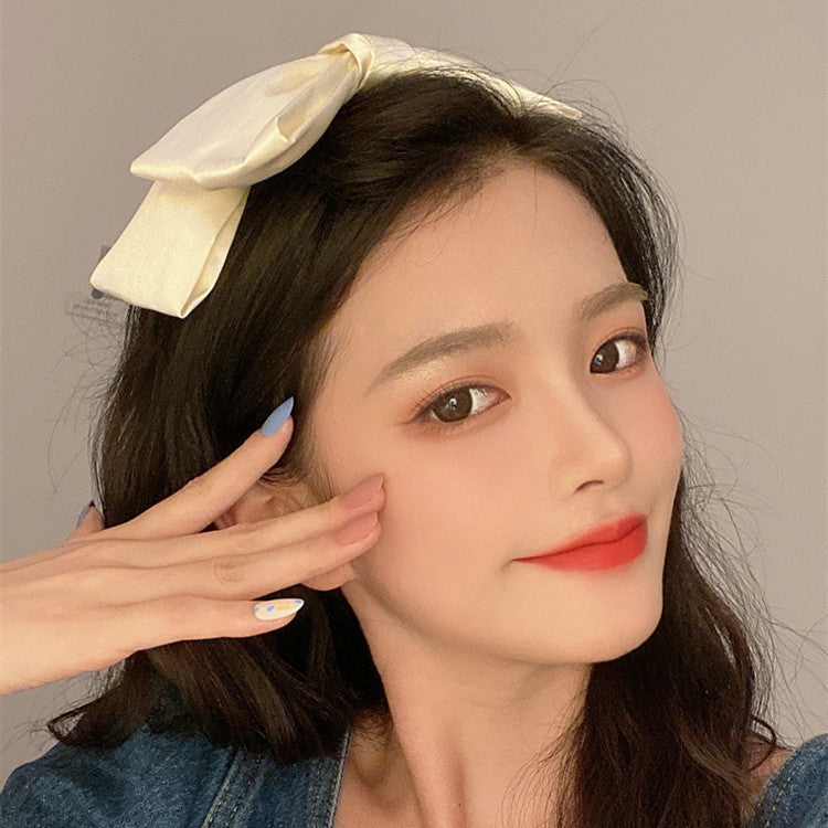 Women's Fashion Simple Solid Color Bow Hair Clip