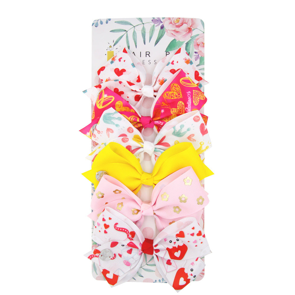 Fashion Children's Heart Bow Hair Clip Set